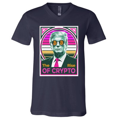 Sarcastic Trump The Rise Of Crypto Bitcoin President Meme V-Neck T-Shirt