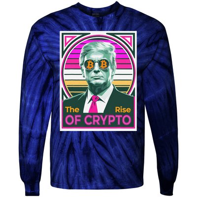 Sarcastic Trump The Rise Of Crypto Bitcoin President Meme Tie-Dye Long Sleeve Shirt