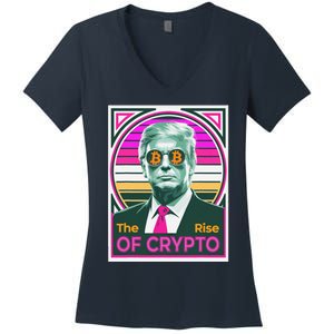 Sarcastic Trump The Rise Of Crypto Bitcoin President Meme Women's V-Neck T-Shirt