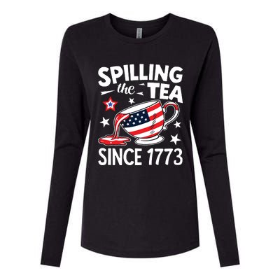 Spilling The Tea Since 1773 Funny Patriotic Womens Cotton Relaxed Long Sleeve T-Shirt