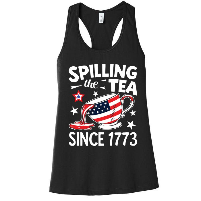 Spilling The Tea Since 1773 Funny Patriotic Women's Racerback Tank