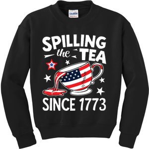 Spilling The Tea Since 1773 Funny Patriotic Kids Sweatshirt