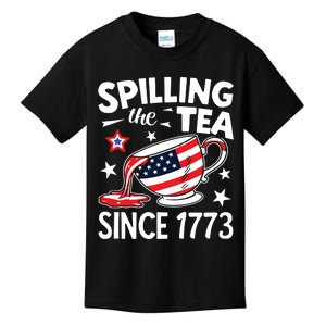 Spilling The Tea Since 1773 Funny Patriotic Kids T-Shirt