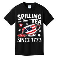 Spilling The Tea Since 1773 Funny Patriotic Kids T-Shirt