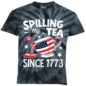 Spilling The Tea Since 1773 Funny Patriotic Kids Tie-Dye T-Shirt