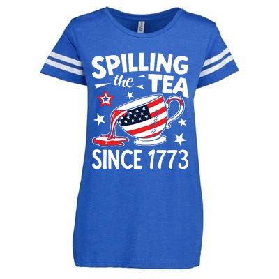 Spilling The Tea Since 1773 Funny Patriotic Enza Ladies Jersey Football T-Shirt