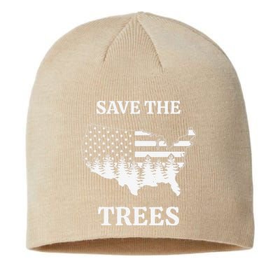 Save The Trees Arbor Day American Flag USA Shape Earth Day Sustainable Beanie