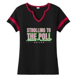 Strolling To The Poll President Kamala Harris 2024 Ladies Halftime Notch Neck Tee