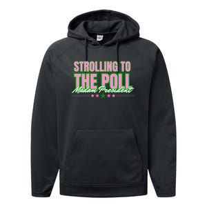 Strolling To The Poll President Kamala Harris 2024 Performance Fleece Hoodie