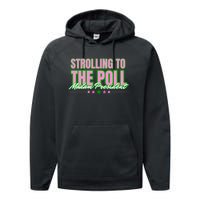 Strolling To The Poll President Kamala Harris 2024 Performance Fleece Hoodie