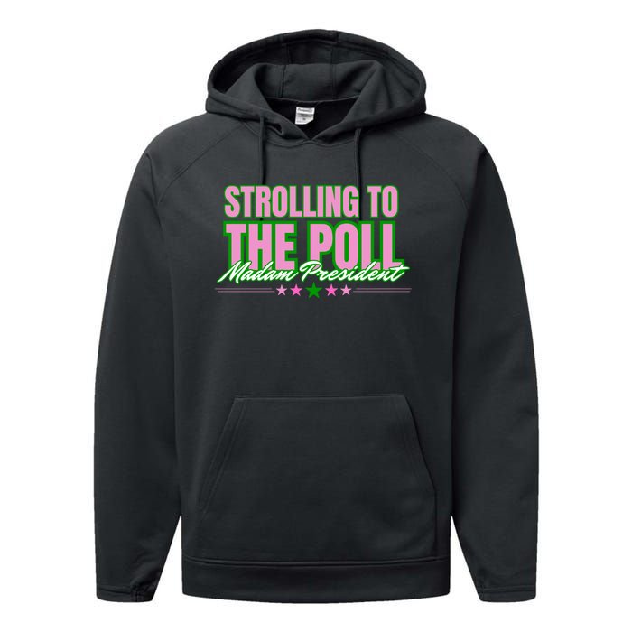 Strolling To The Poll President Kamala Harris 2024 Performance Fleece Hoodie