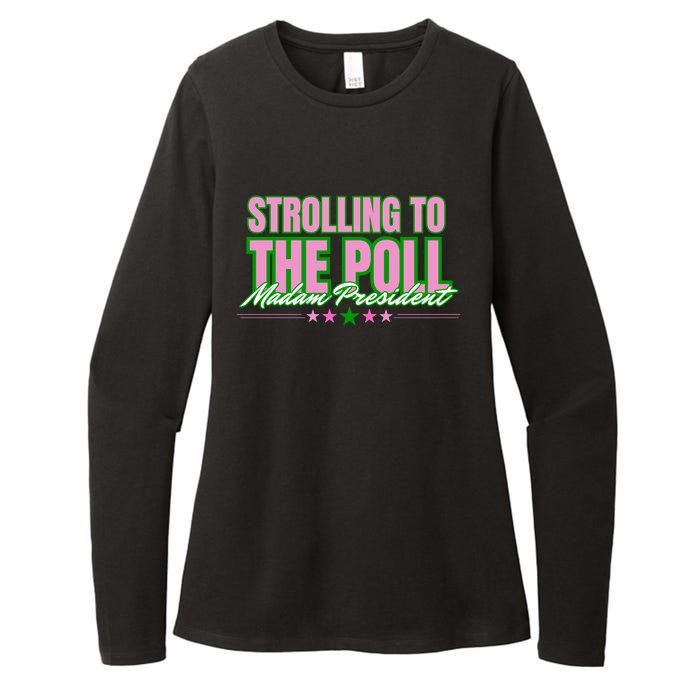 Strolling To The Poll President Kamala Harris 2024 Womens CVC Long Sleeve Shirt