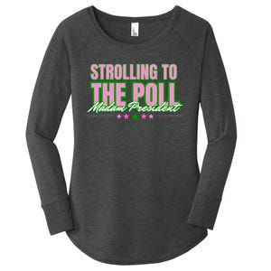 Strolling To The Poll President Kamala Harris 2024 Women's Perfect Tri Tunic Long Sleeve Shirt