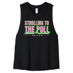 Strolling To The Poll President Kamala Harris 2024 Women's Racerback Cropped Tank