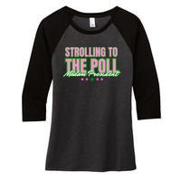 Strolling To The Poll President Kamala Harris 2024 Women's Tri-Blend 3/4-Sleeve Raglan Shirt