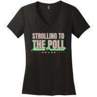 Strolling To The Poll President Kamala Harris 2024 Women's V-Neck T-Shirt