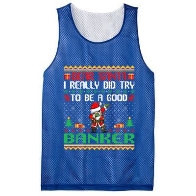 Santa Try To Be A Good Banker Funny Christmas Swea Mesh Reversible Basketball Jersey Tank