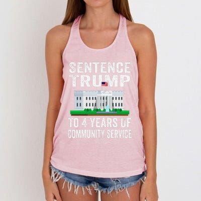 Sentence Trump To 4 Years Of Community Service Political Women's Knotted Racerback Tank