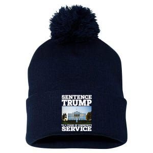 Sentence Trump To 4 Years Of Community Service White House Pom Pom 12in Knit Beanie