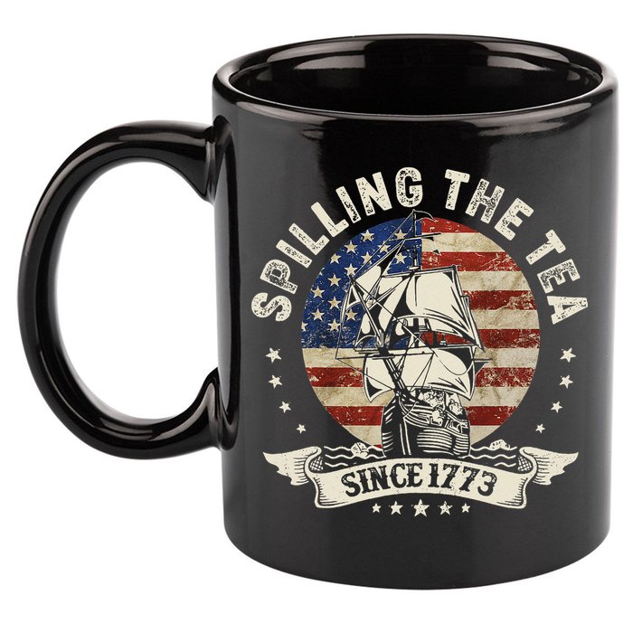 Spilling The Tea Since 1773 Patriotic 4th Of July 11oz C Handle Ceramic Mug