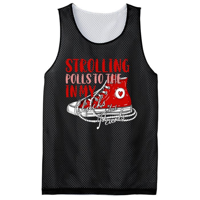 Strolling To The Polls In My Chucks And Pearls Kamala 2024 Mesh Reversible Basketball Jersey Tank