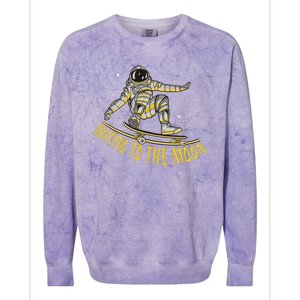 Skating To The Moon Astronaut Colorblast Crewneck Sweatshirt