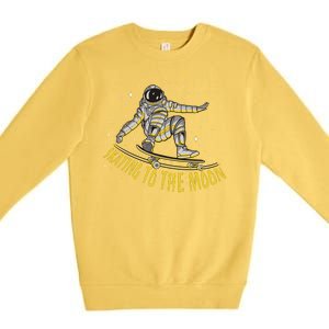 Skating To The Moon Astronaut Premium Crewneck Sweatshirt