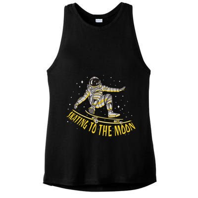 Skating To The Moon Astronaut Ladies PosiCharge Tri-Blend Wicking Tank