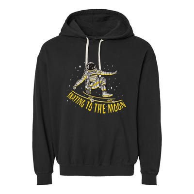 Skating To The Moon Astronaut Garment-Dyed Fleece Hoodie
