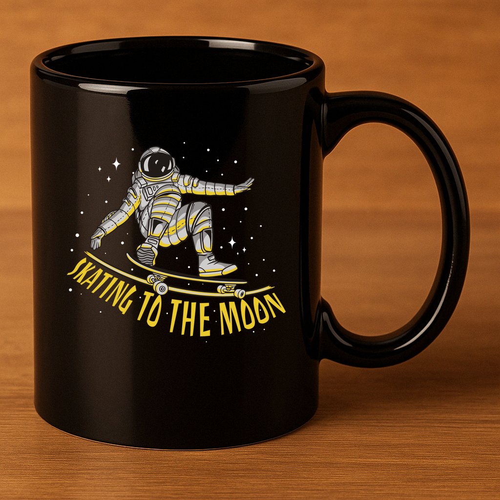 Skating To The Moon Astronaut 11oz C Handle Ceramic Mug