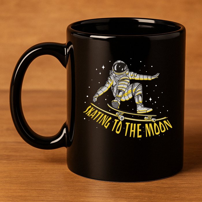Skating To The Moon Astronaut 11oz C Handle Ceramic Mug