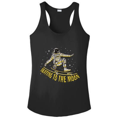 Skating To The Moon Astronaut Ladies PosiCharge Competitor Racerback Tank