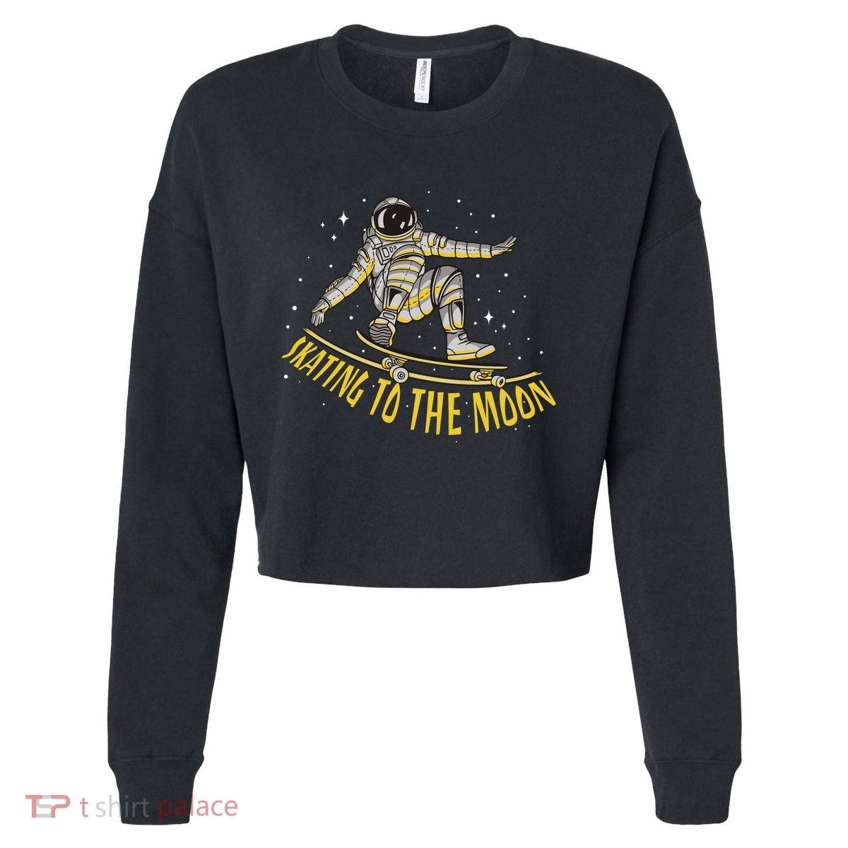 Skating To The Moon Astronaut Cropped Pullover Crew