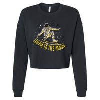 Skating To The Moon Astronaut Cropped Pullover Crew