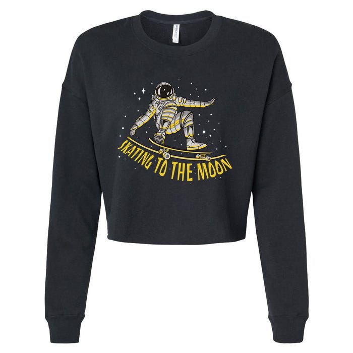 Skating To The Moon Astronaut Cropped Pullover Crew
