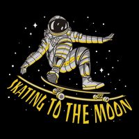 Skating To The Moon Astronaut Cropped Pullover Crew