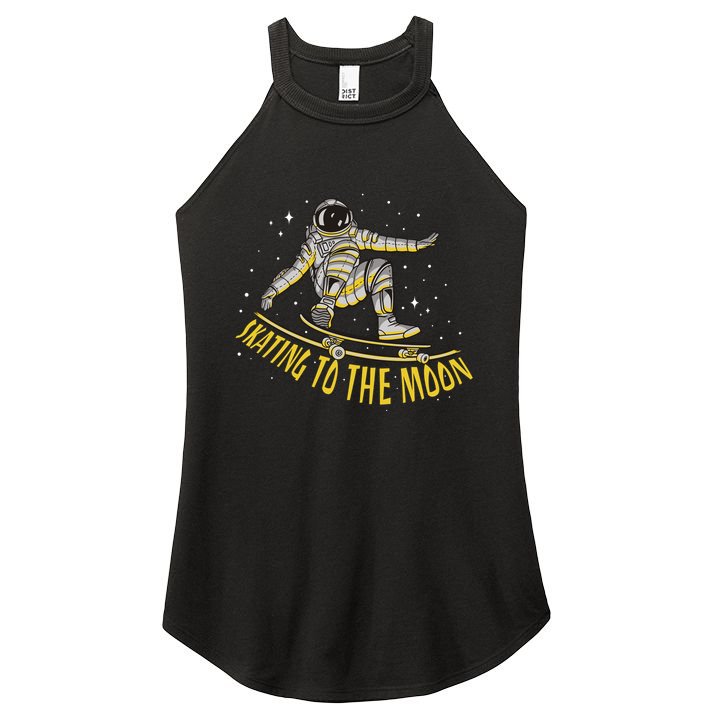 Skating To The Moon Astronaut Women's Perfect Tri Rocker Tank