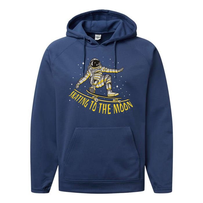 Skating To The Moon Astronaut Performance Fleece Hoodie