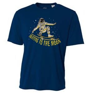 Skating To The Moon Astronaut Cooling Performance Crew T-Shirt