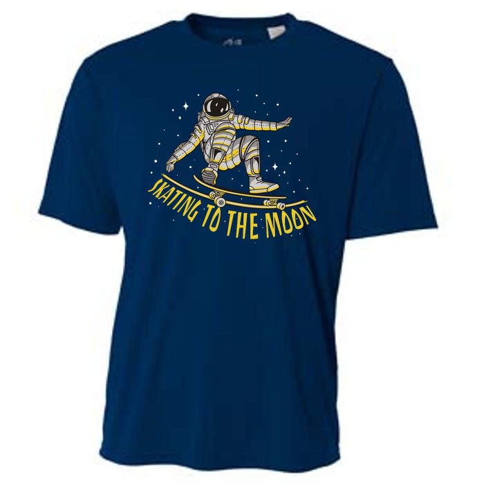 Skating To The Moon Astronaut Cooling Performance Crew T-Shirt