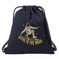 Skating To The Moon Astronaut Drawstring Bag