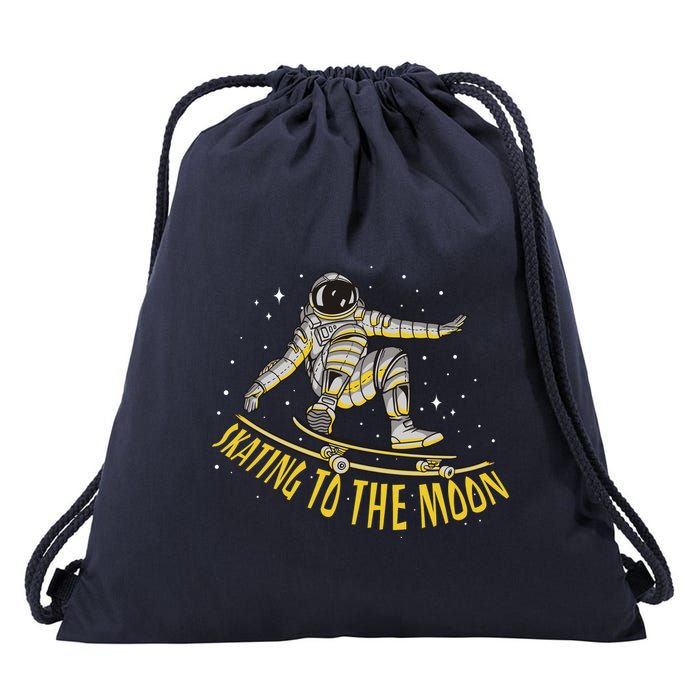 Skating To The Moon Astronaut Drawstring Bag