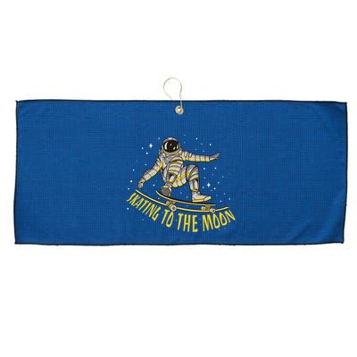 Skating To The Moon Astronaut Large Microfiber Waffle Golf Towel