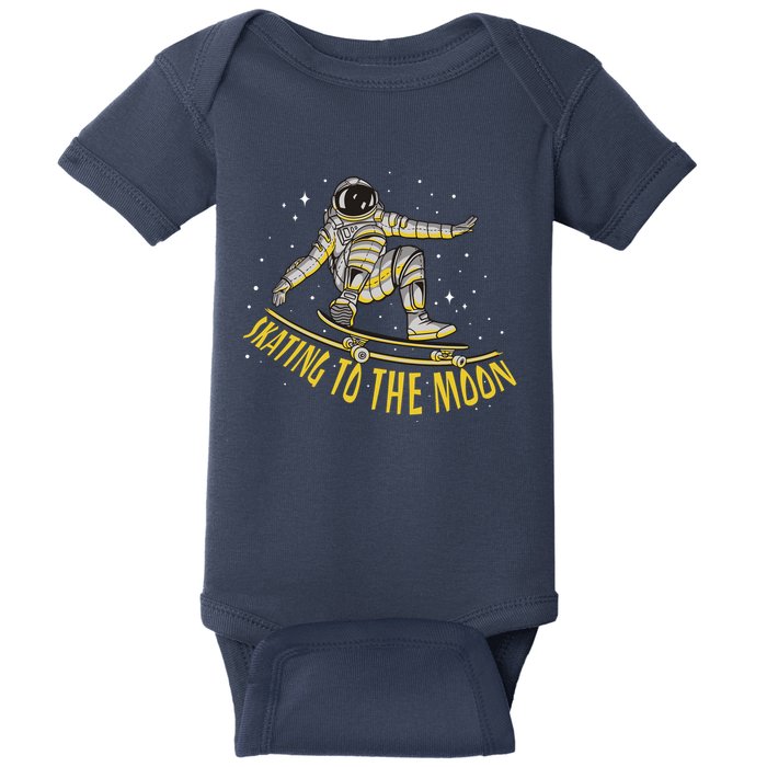 Skating To The Moon Astronaut Baby Bodysuit