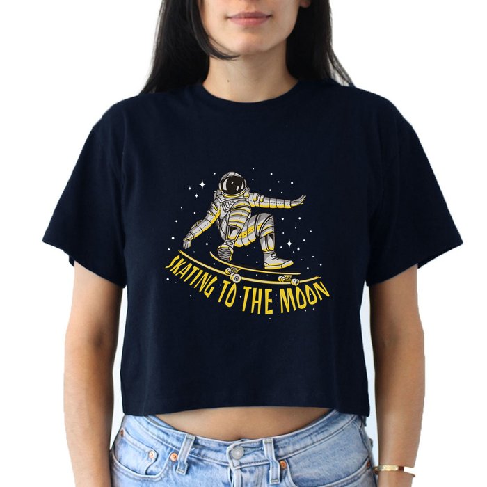 Skating To The Moon Astronaut Crop Top