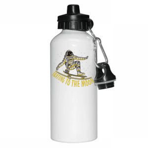 Skating To The Moon Astronaut Aluminum Water Bottle