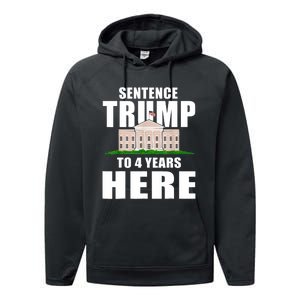 Sentence Trump To 4 Years Here Trump 2024 Funny 4th Of July Performance Fleece Hoodie