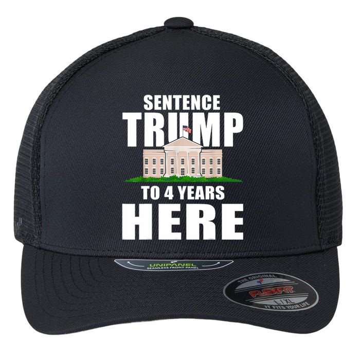 Sentence Trump To 4 Years Here Trump 2024 Funny 4th Of July Flexfit Unipanel Trucker Cap