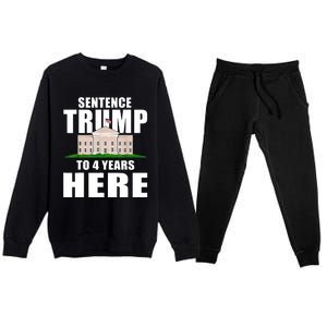 Sentence Trump To 4 Years Here Trump 2024 Funny 4th Of July Premium Crewneck Sweatsuit Set