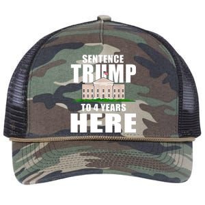 Sentence Trump To 4 Years Here Trump 2024 Funny 4th Of July Retro Rope Trucker Hat Cap